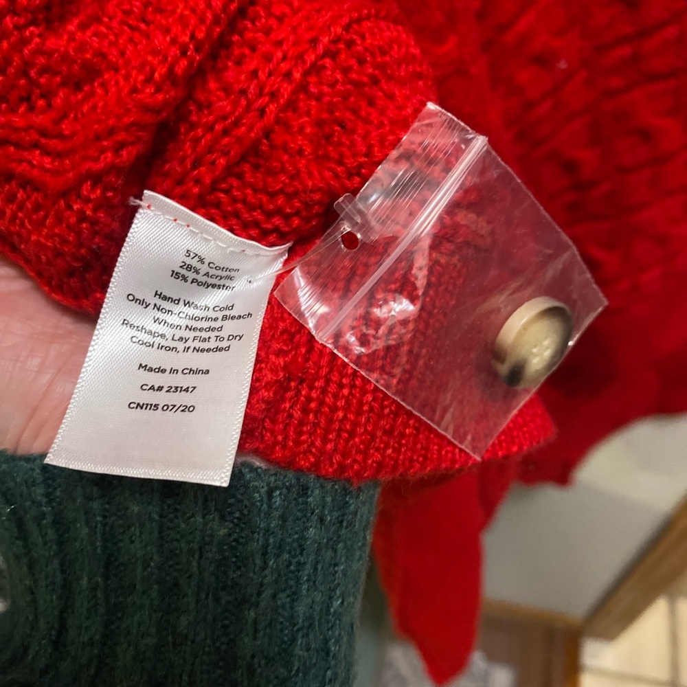 Talbots Split Neck Cable Knit Red Poncho Size Xs - image 7